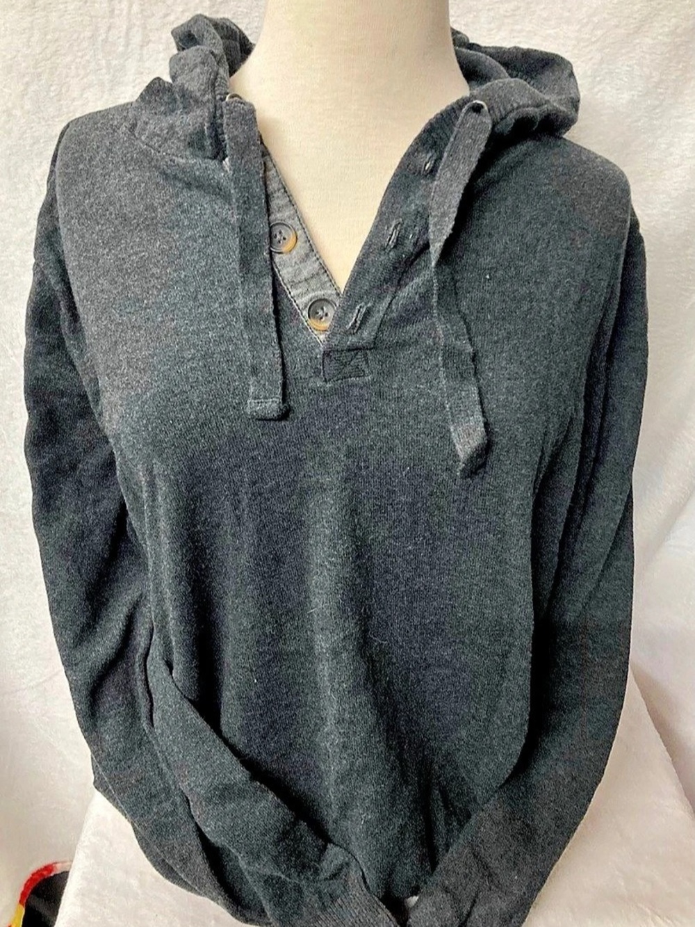 Hawker Rye Cotton Cashmere Hooded Sweater Size Large